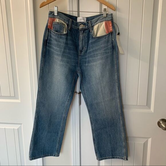 Current Elliot straight leg button patchwork jeans - Picture 5 of 9